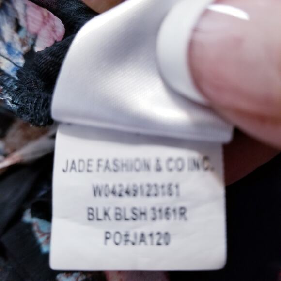 Band Of Gypsies Long Kimono Black Multicolor Floral Ruffle Sleeve Side Slit Sz S - Picture 11 of 11